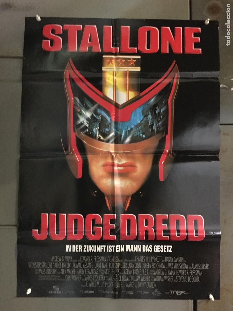 Cinema: AES54 JUEZ DREDD SYLVESTER STALLONE ARMAND ASSANTE POSTER ORIGINAL ALEMAN 60X84