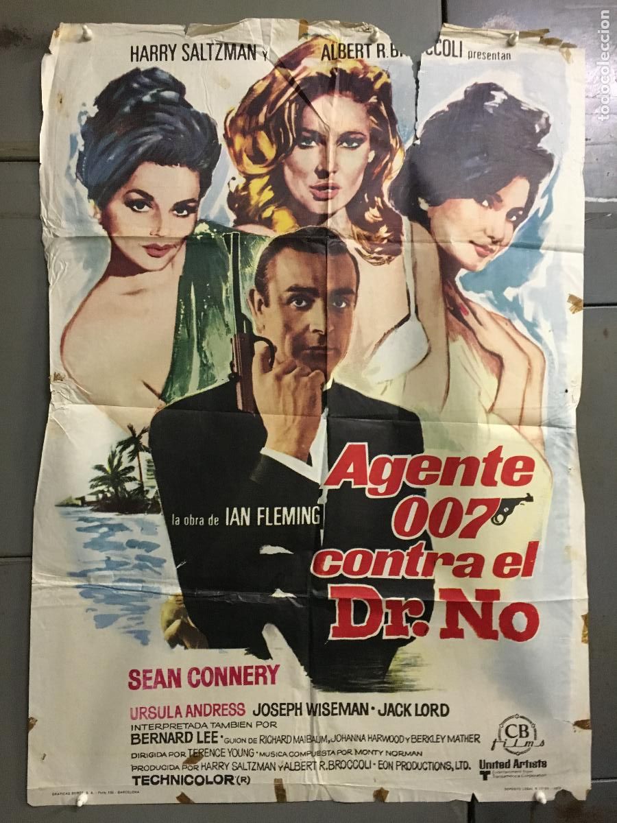 Cine: AES56 AGENTE 007 CONTRA EL DR NO JAMES BOND SEAN CONNERY POSTER ORIGINAL 70X100 ESPA&Ntilde;OL R-74