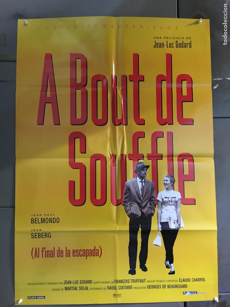 Cinema: AES66 AL FINAL DE LA ESCAPADA GODARD BELMONDO SEBERG POSTER ORIGINAL 70X100 ESPA&Ntilde;OL h3