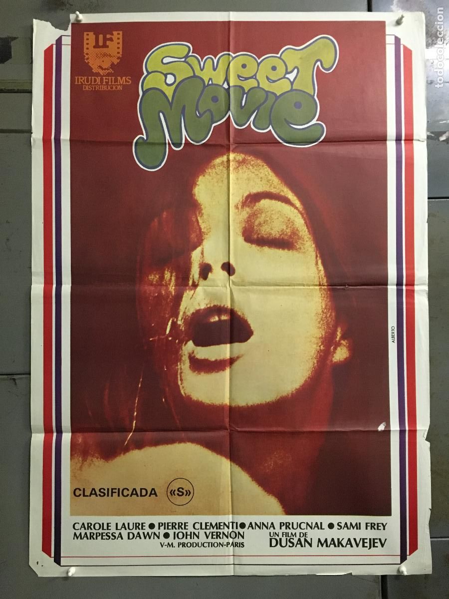Kino: AES68 DULCE PELICULA SWEET MOVIE DUSAN MAKAVEJEV POSTER ORIGINAL 70X100 ESTRENO