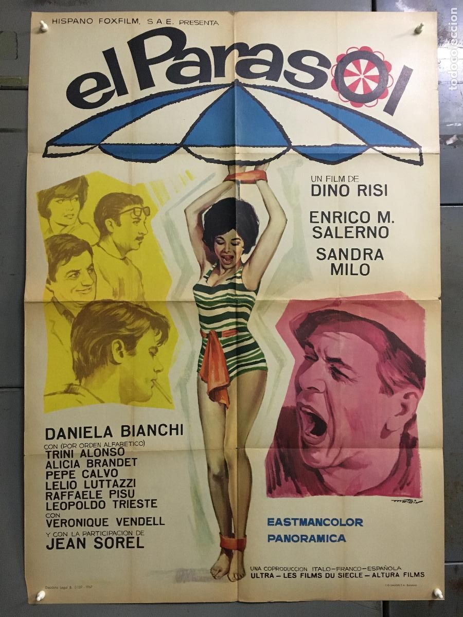 Cine: AES69 EL PARASOL ENRICO MARIA SALERNO SANDRA MILO MATAIX POSTER ORIGINAL 70X100 ESTRENO