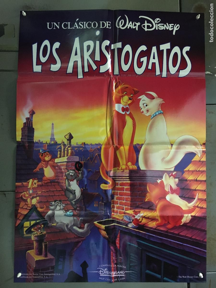 Cinema: AES91 LOS ARISTOGATOS WALT DISNEY POSTER ORIGINAL 70X100 ESPA&Ntilde;OL R-90S