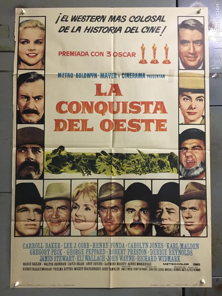 Cine: AET01 LA CONQUISTA DEL OESTE JOHN WAYNE POSTER CINERAMA ORIGINAL 70X100 ESTRENO
