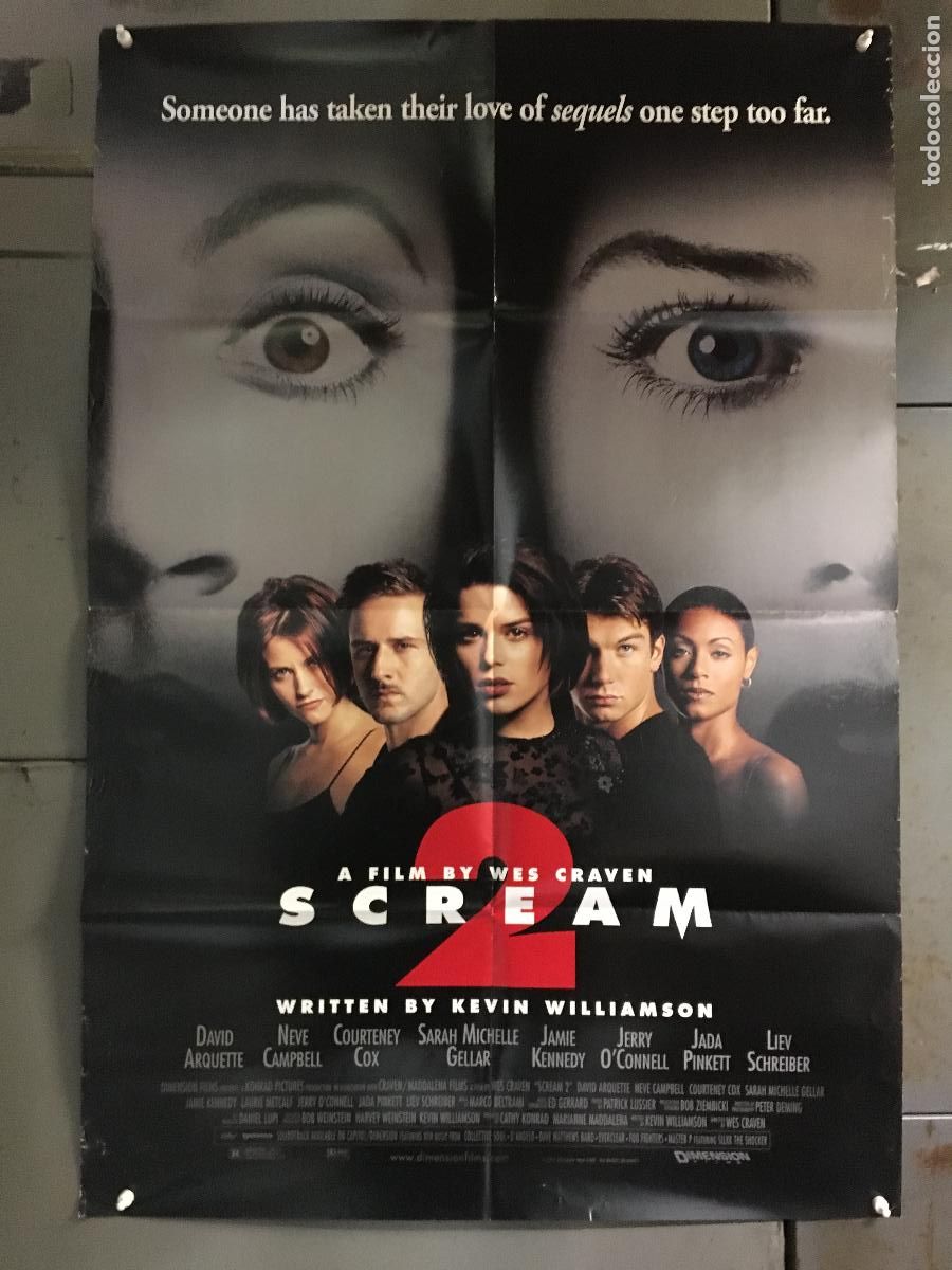 Cinema: AET12 SCREAM 2 WES CRAVEN NEVE CAMPBELL COURTNEY COX POSTER ORIGINAL USA 70X105