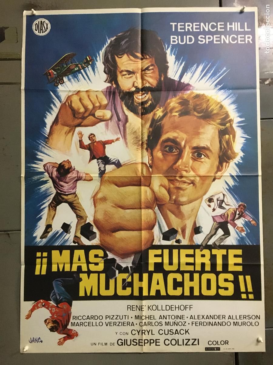 Cine: AET16 MAS FUERTE MUCHACHOS BUD SPENCER TERENCE HILL JANO POSTER ORIGINAL 70X100 ESPA&Ntilde;OL R-81