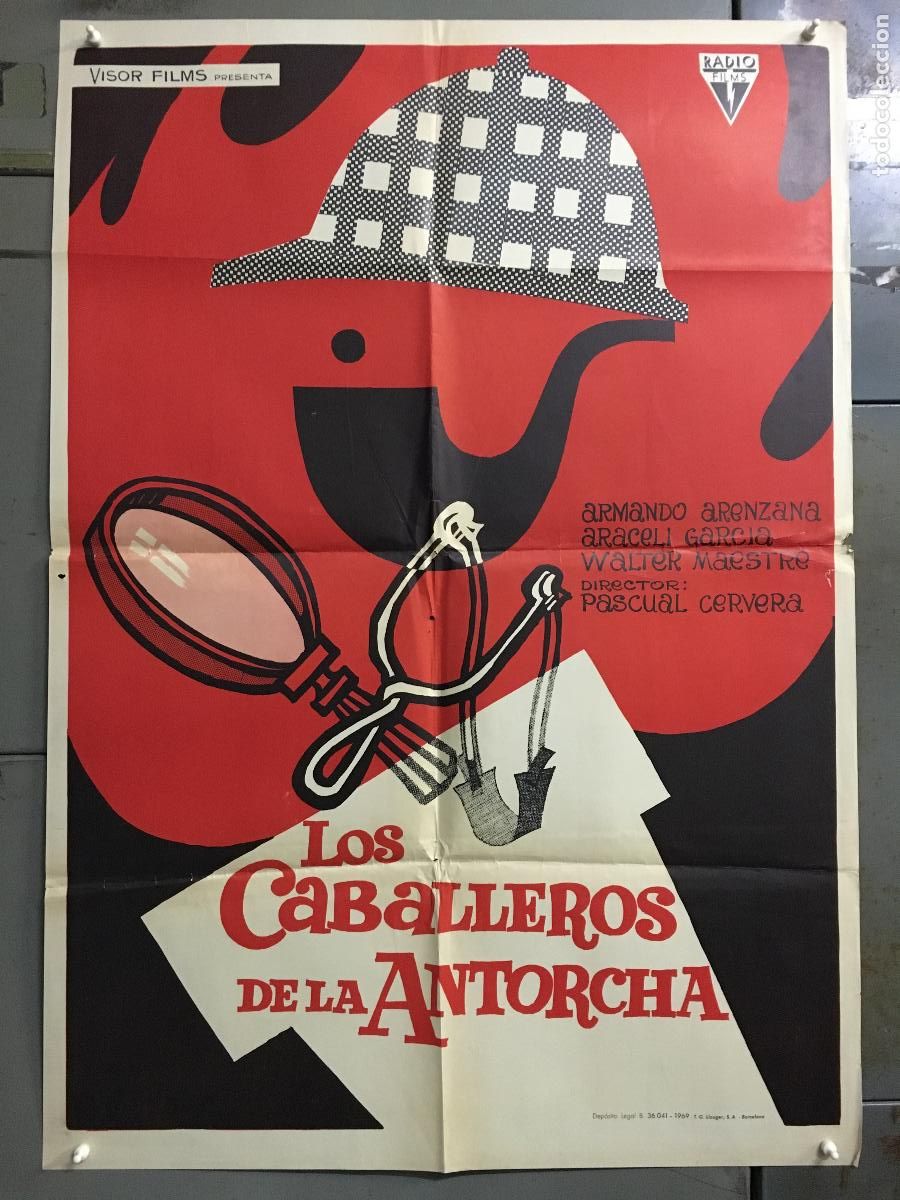 Cine: AET20 LOS CABALLEROS DE LA ANTORCHA IMAGEN SHERLOCK HOLMES POSTER ORIGINAL ESTRENO 70X100