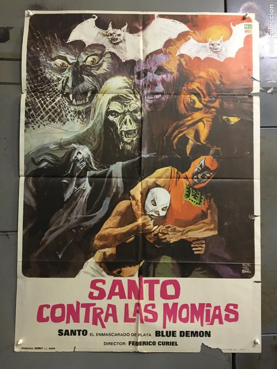 Kino: AET33 SANTO CONTRA LAS MOMIAS ENMASCARADO DE PLATA POSTER ORIGINAL 70X100 ESTRENO