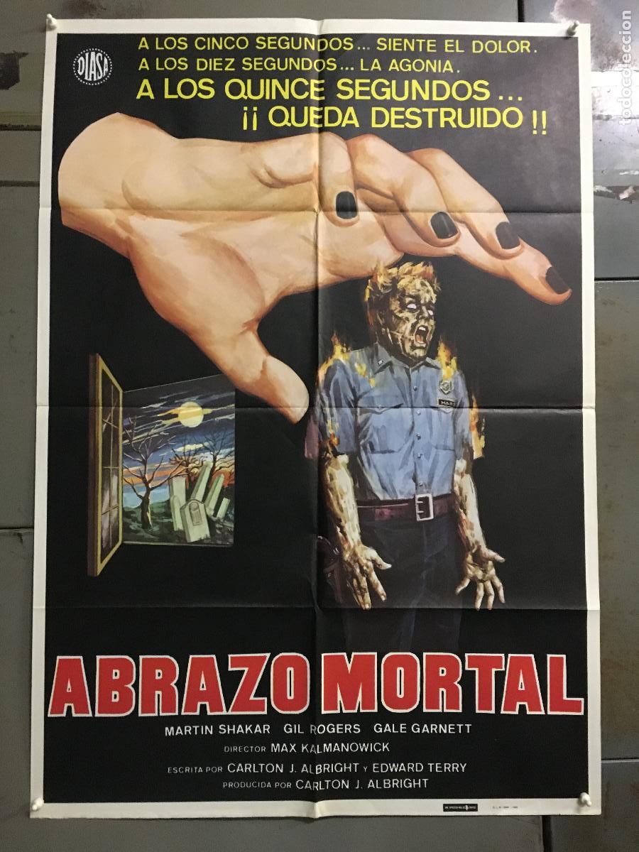 Cinema: AET34 ABRAZO MORTAL TERROR ZOMBIE POSTER ORIGINAL ESTRENO 70X100