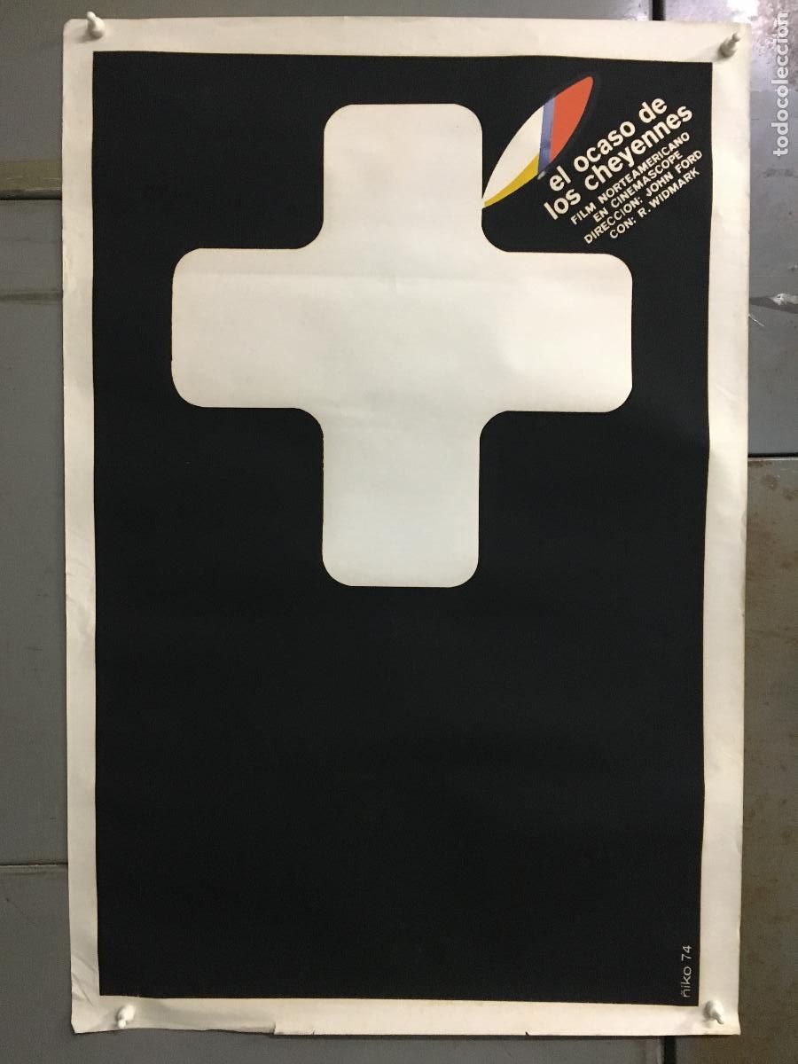 Cine: AET67 EL GRAN COMBATE JOHN FORD RICHARD WIDMARK INDIOS POSTER ORIGINAL CUBANO 50X76 SERIGRAFIA