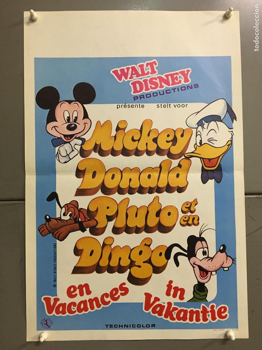Cinema: AET46 MICKEY DONALD PLUTO GOOFY VACACIONES FESTIVAL CORTOS WALT DISNEY POSTER ORIGINAL BELGA 36X54