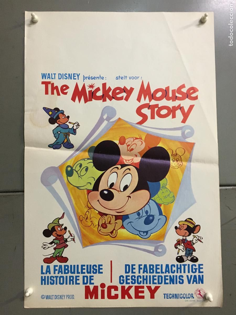 Cinema: AET48 THE MICKEY MOUSE STORY WALT DISNEY POSTER ORIGINAL BELGA 36X54
