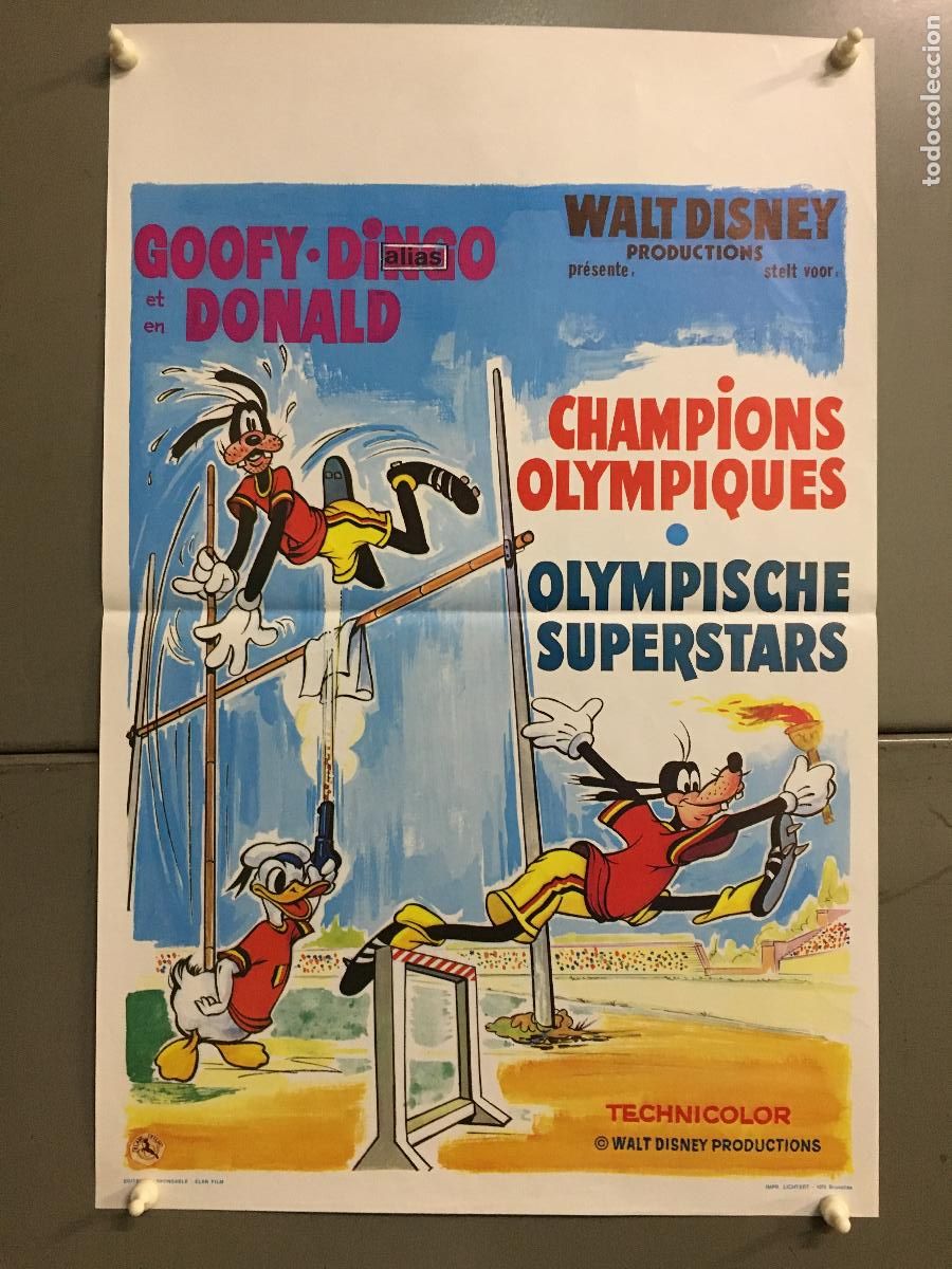 Cinema: AET49 GOOFY CAMPEONES OLIMPICOS WALT DISNEY POSTER ORIGINAL BELGA 35x54
