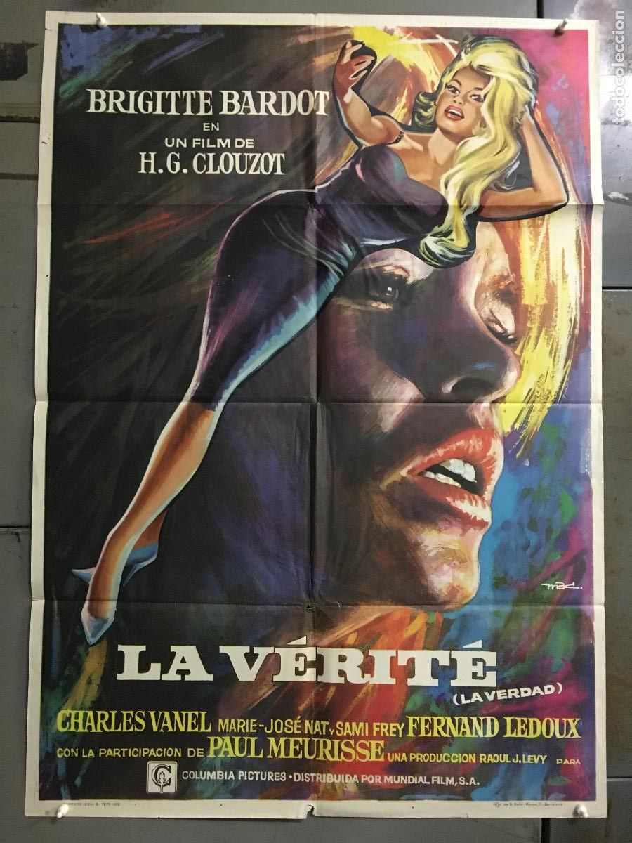 Cine: AEU05 LA VERITE BRIGITTE BARDOT CLOUZOT MAC POSTER ORIGINAL 70X100 ESTRENO
