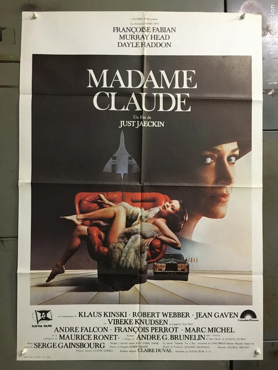 Cine: AEU30 MADAME CLAUDE JUST JAECKIN CORINNE CLERY KLAUS KINSKI POSTER ORIGINAL 70X100 ESTRENO