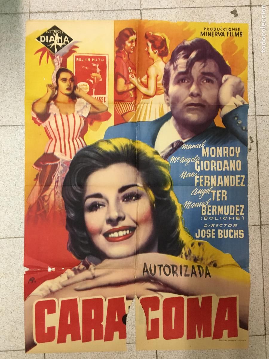 Cine: AEU54 CARA DE GOMA MANUEL MONROY JOSE BUCHS POSTER ORIGINAL 70X100 ESTRENO