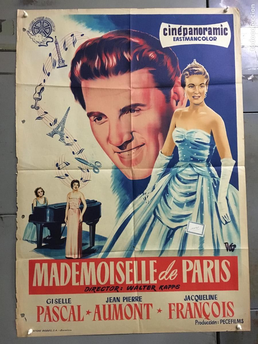 Cine: AEU62 MADEMOISELLE DE PARIS JEAN PIERRE AUMONT PASCAL POSTER ORIGINAL 70X100 ESTRENO LITOGRAFIA
