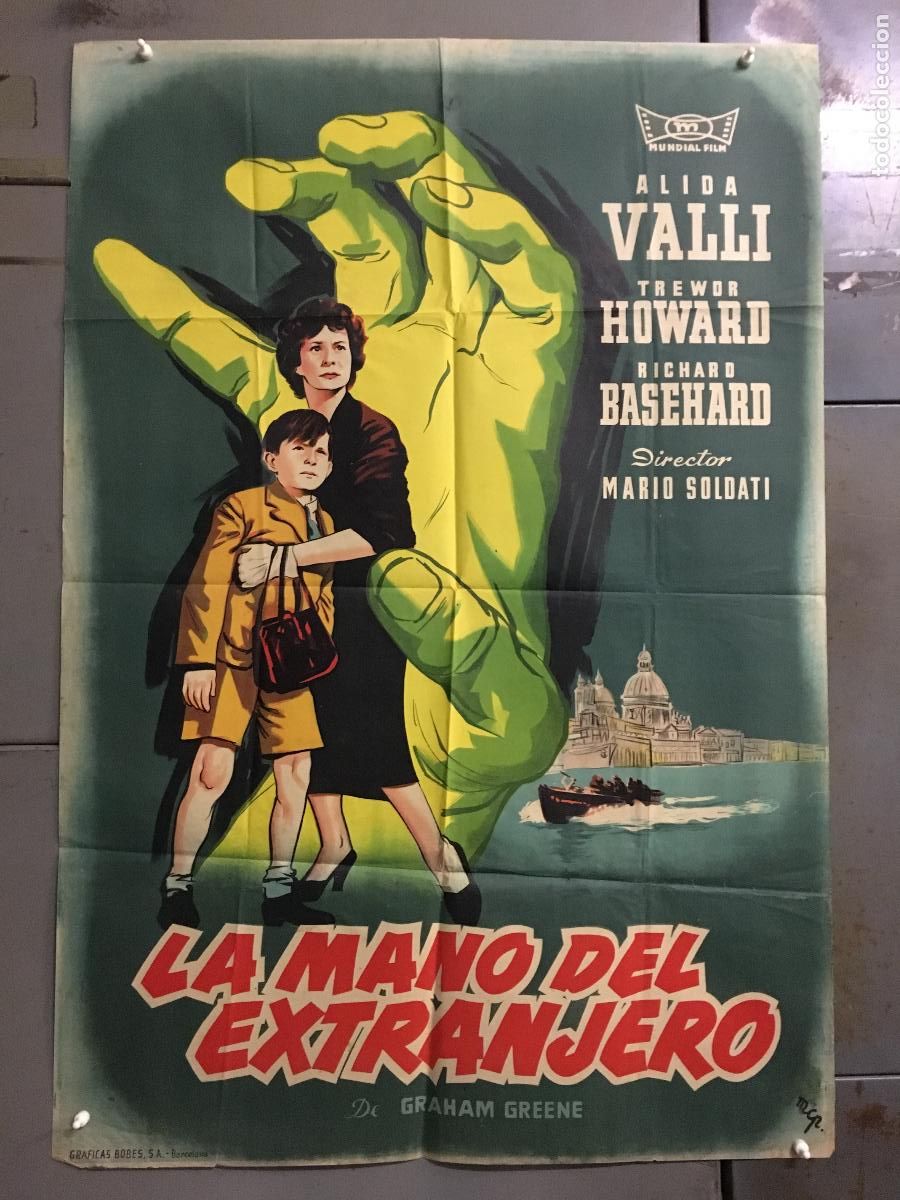 Cinema: AEU69 LA MANO DEL EXTRANJERO TREVOR HOWARD ALIDA VALLI POSTER ORIGINAL 70X100 LITOGRAFIA ESTRENO