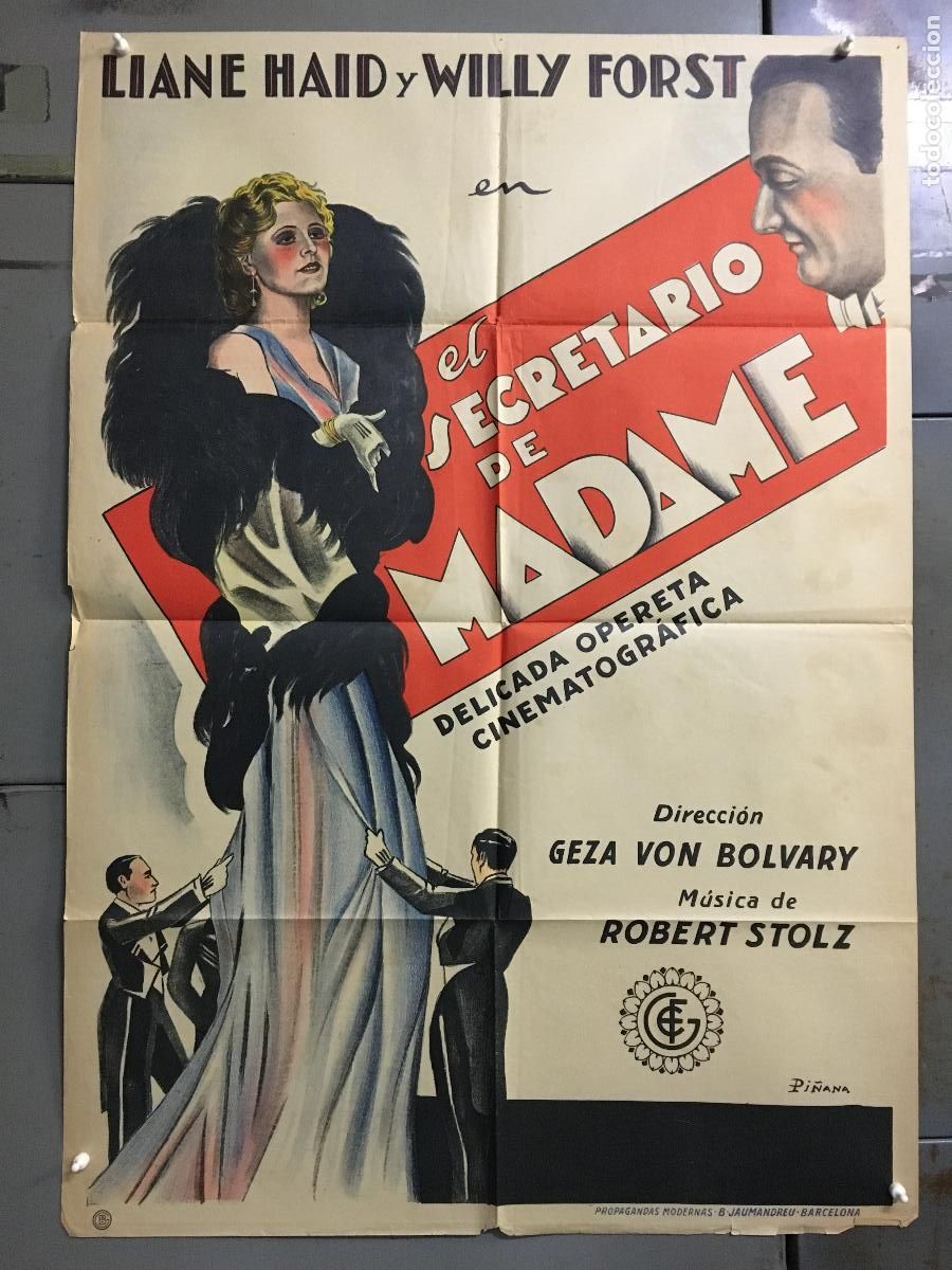 Cine: AEU77 EL SECRETARIO DE MADAME LIANE HAID WILLI FORST PIÑANA POSTER ORIG 70X100 ESTRENO LITOGRAFIA