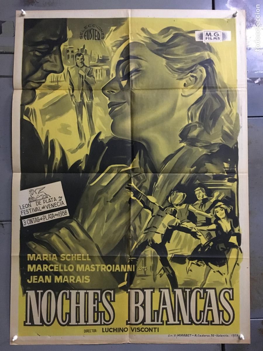 Cine: AEU81 NOCHES BLANCAS LUCHINO VISCONTI MARIA SCHELL MARAIS POSTER ORIGINAL 70X100 ESTRENO LITOGRAFIA