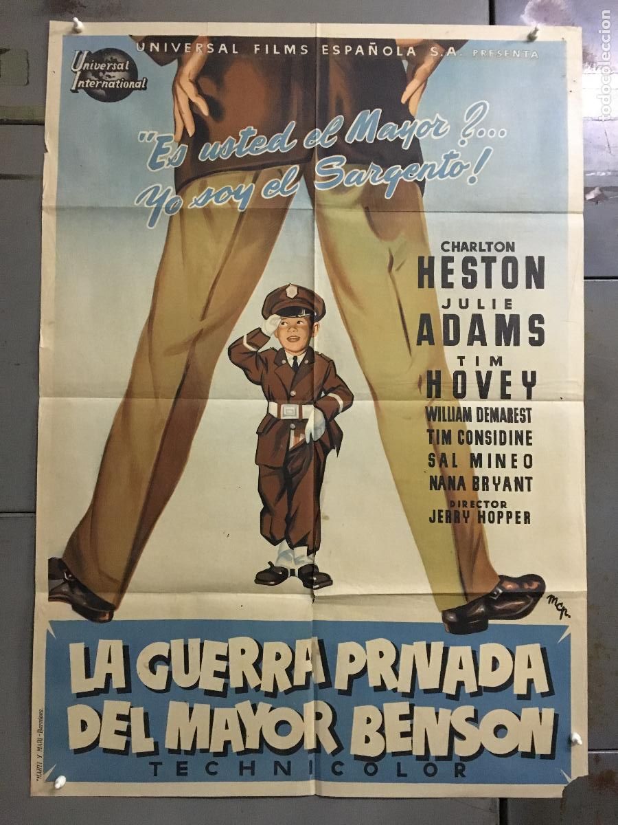 Cine: AEU86 LA GUERRA PRIVADA DEL MAYOR BENSON CHARLTON HESTON MCP POSTER ORIG 70X100 ESTRENO LITOGRAFIA