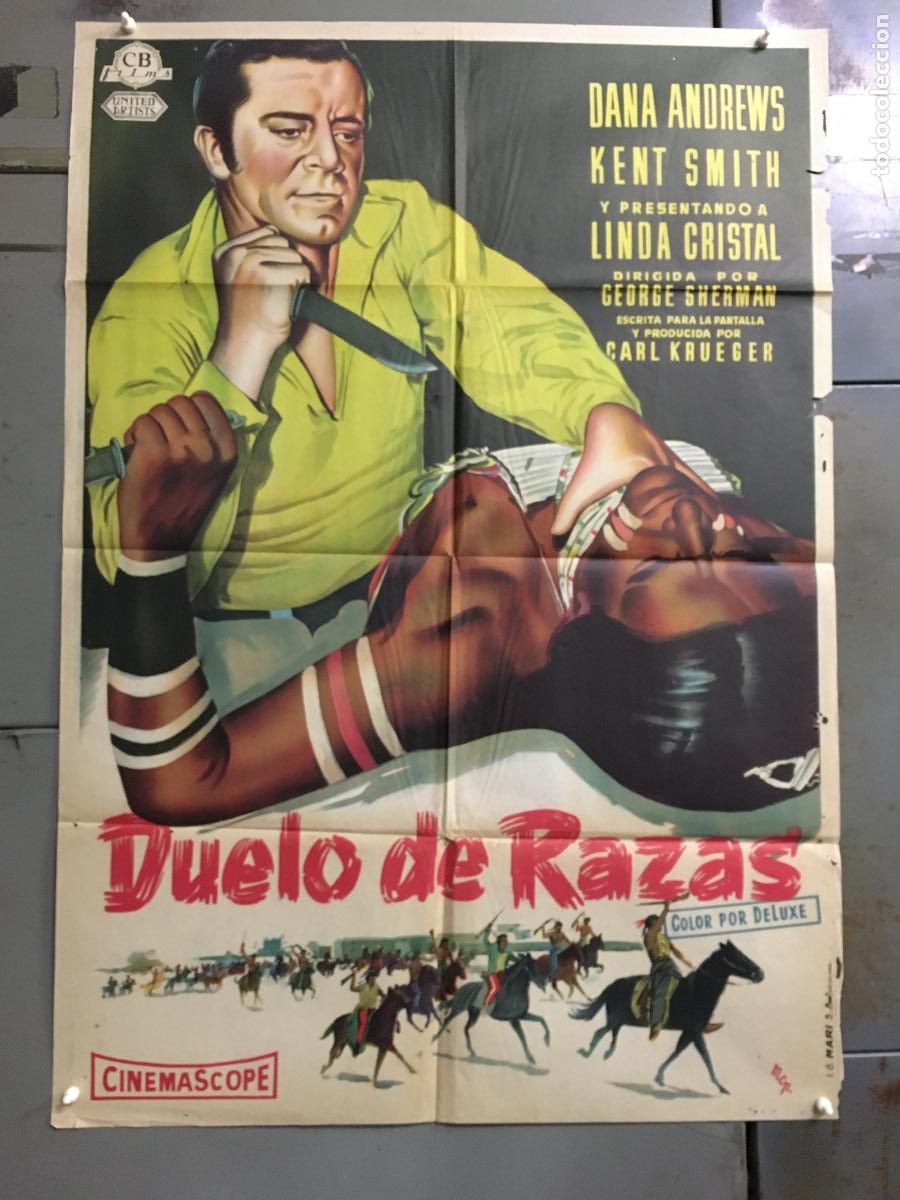 Cine: AEV00 DUELO DE RAZAS DANA ANDREWS INDIOS MCP POSTER ORIGINAL 70X100 ESTRENO LITOGRAFIA
