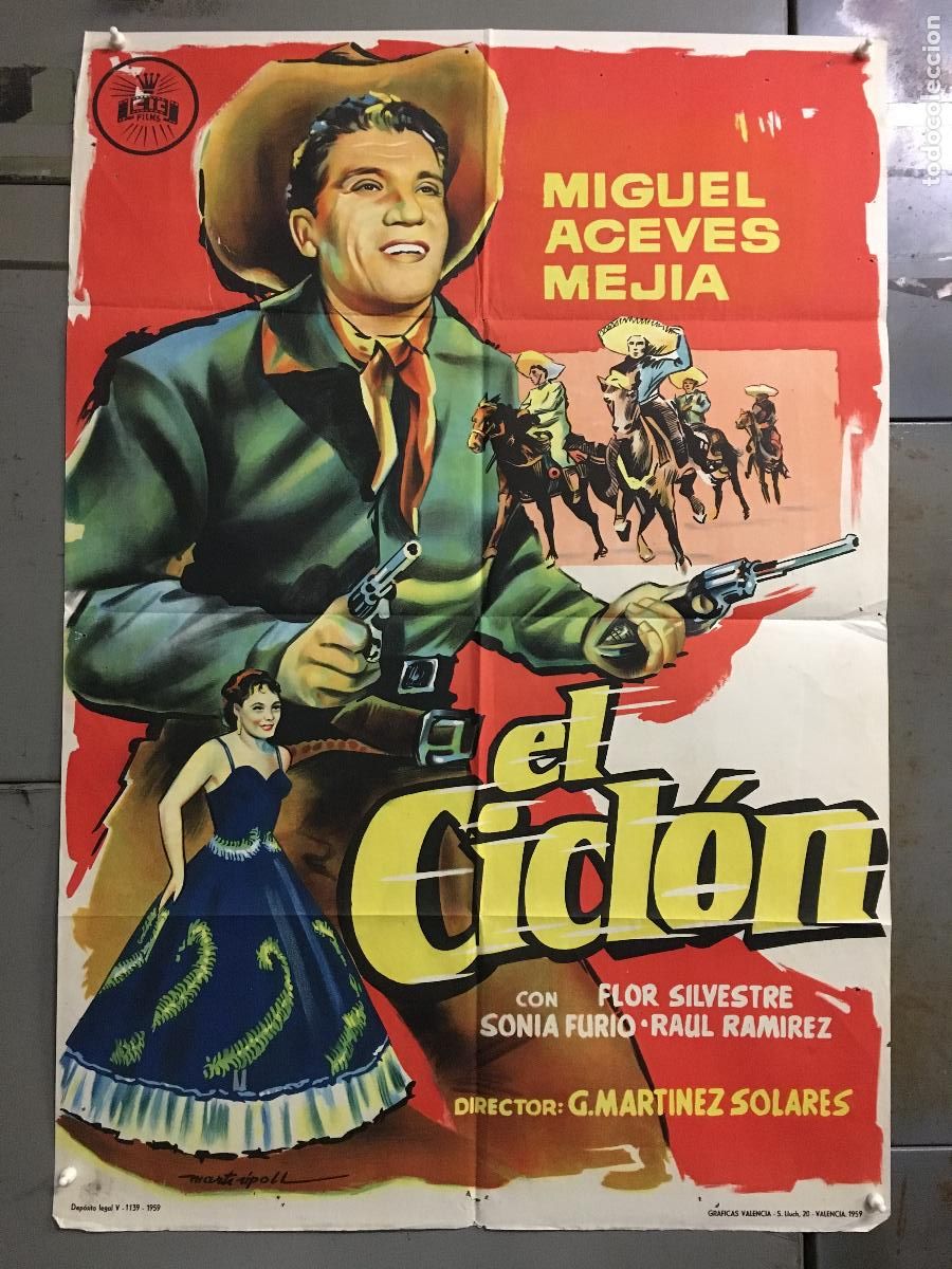 Cinema: AEV04 EL CICLON MIGUEL ACEVES MEJIA MARTI RIPOLL POSTER ORIGINAL 70X100 ESTRENO LITOGRAFIA