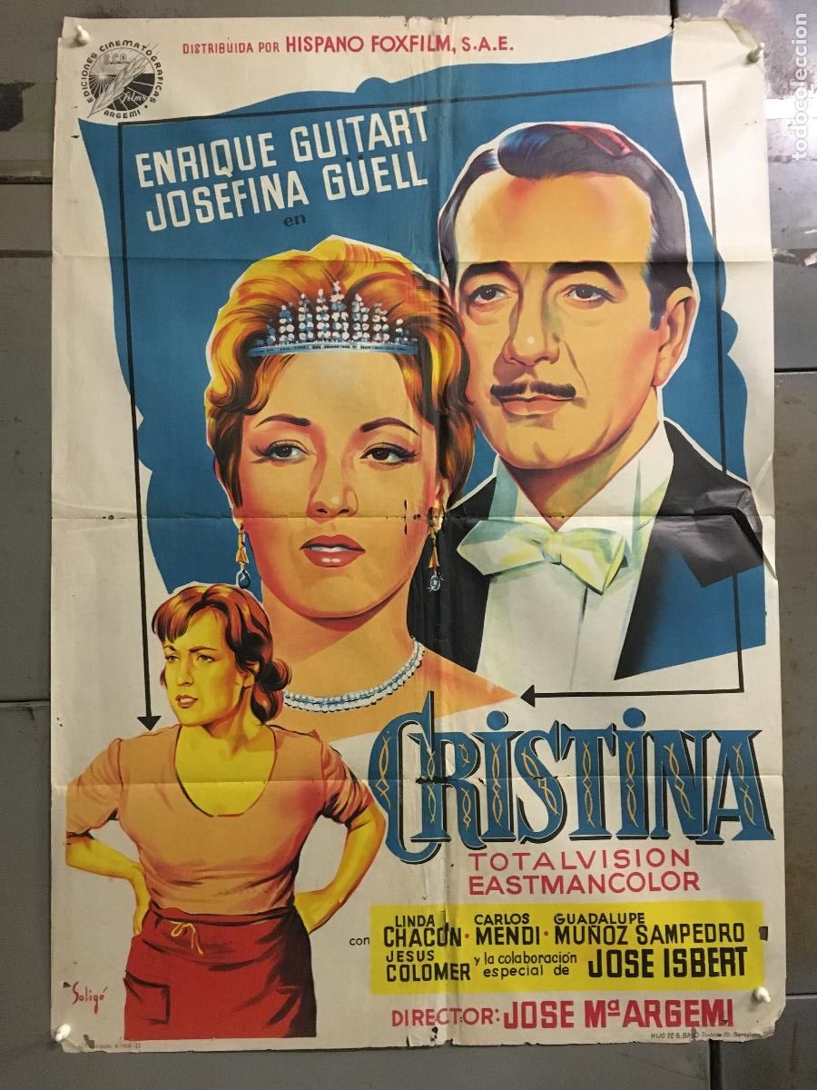 Cine: AEV11 CRISTINA ENRIQUE GUITART JOSEFINA GUELL SOLIGO POSTER ORIGINAL 70X100 ESTRENO LITOGRAFIA