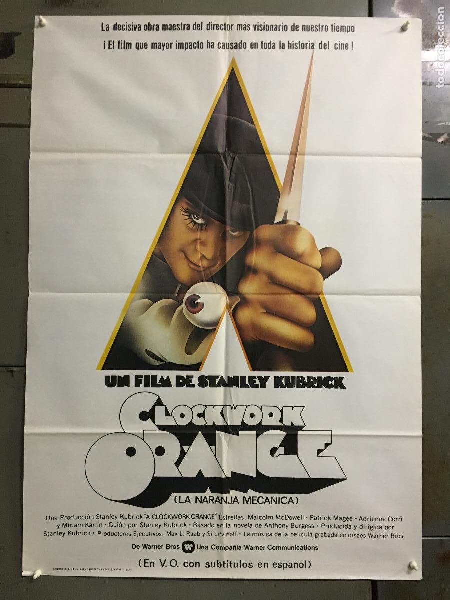 Cine: AEV24 LA NARANJA MECANICA STANLEY KUBRICK POSTER ORIGINAL 70X100 ESTRENO