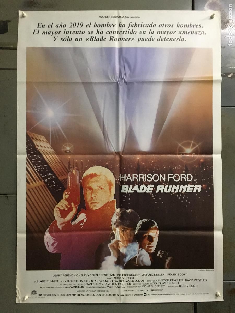 Cine: AEV26 BLADE RUNNER RIDLEY SCOTT HARRISON FORD POSTER ORIGINAL 70X100 ESTRENO
