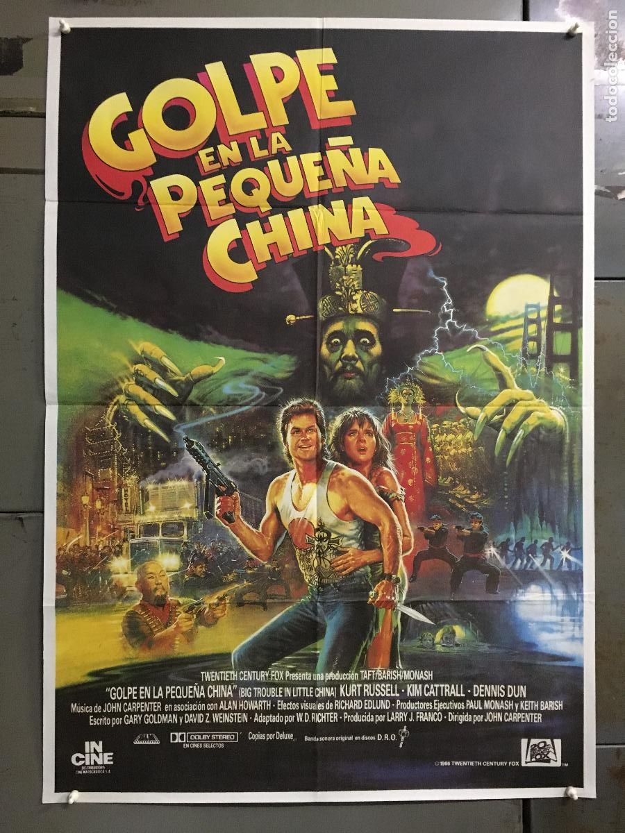 Cine: AEV27 GOLPE EN LA PEQUE&Ntilde;A CHINA JOHN CARPENTER KURT RUSSELL POSTER ORIGINAL 70X100 ESTRENO