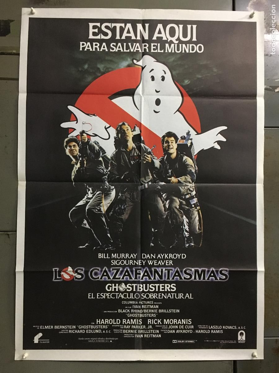 Cine: AEV28 LOS CAZAFANTASMAS BILL MURRAY DAN AYKROYD SIGOURNEY WEAVER POSTER ORIGINAL 70X100 ESTRENO