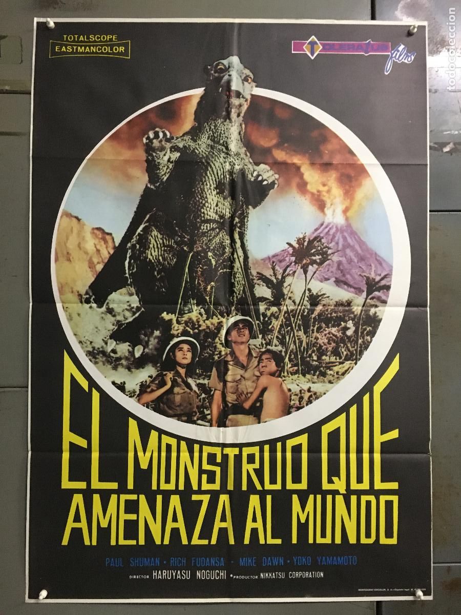 Cine: AEV34 EL MONSTRUO QUE AMENAZA EL MUNDO GAPPA MONSTER GODZILLA POSTER ORIGINAL 70X100 ESTRENO