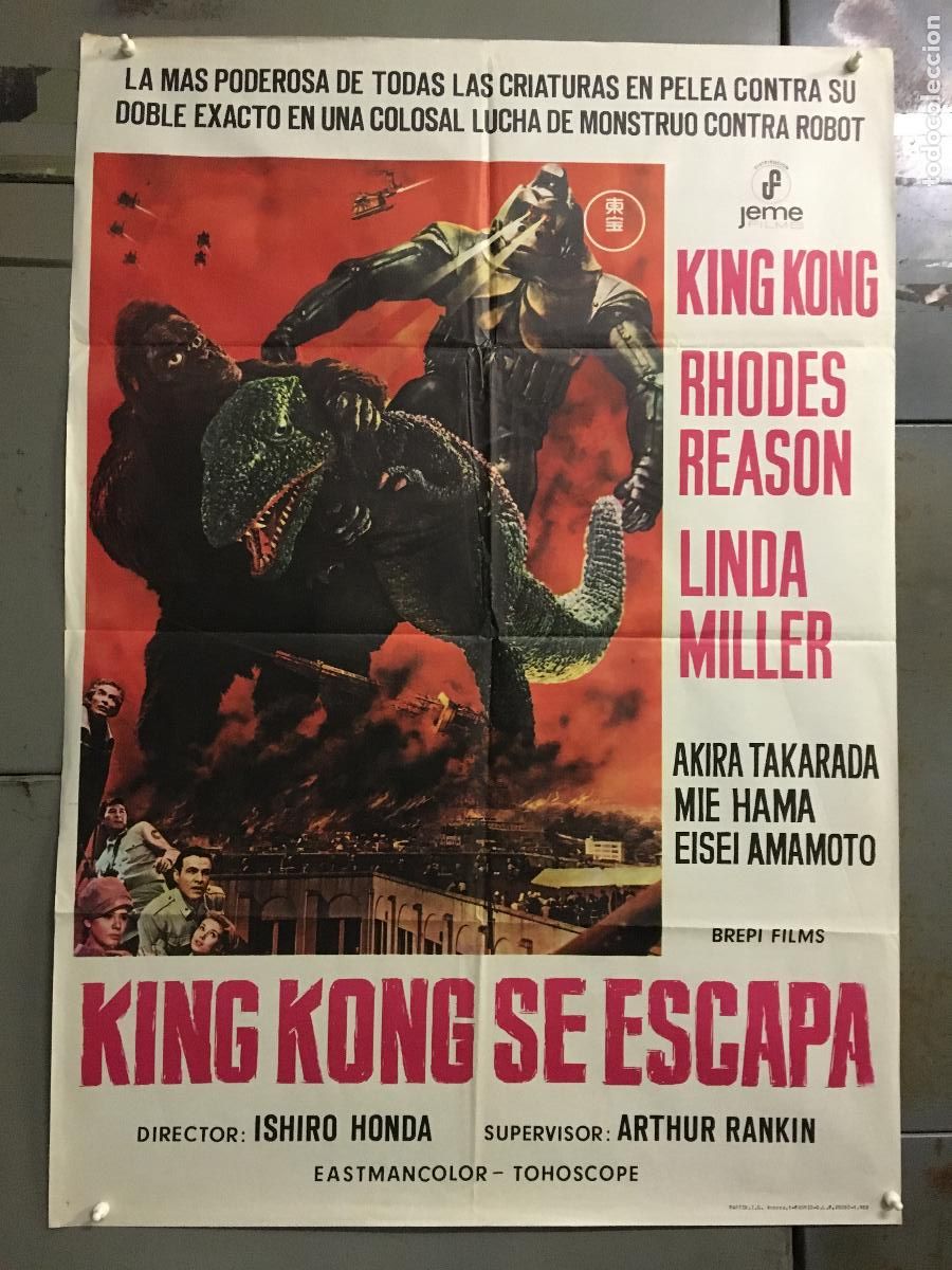 Cine: AEV35 KING KONG SE ESCAPA TOHO ISHIRO HONDA GODZILLA POSTER ORIGINAL 70X100 ESTRENO