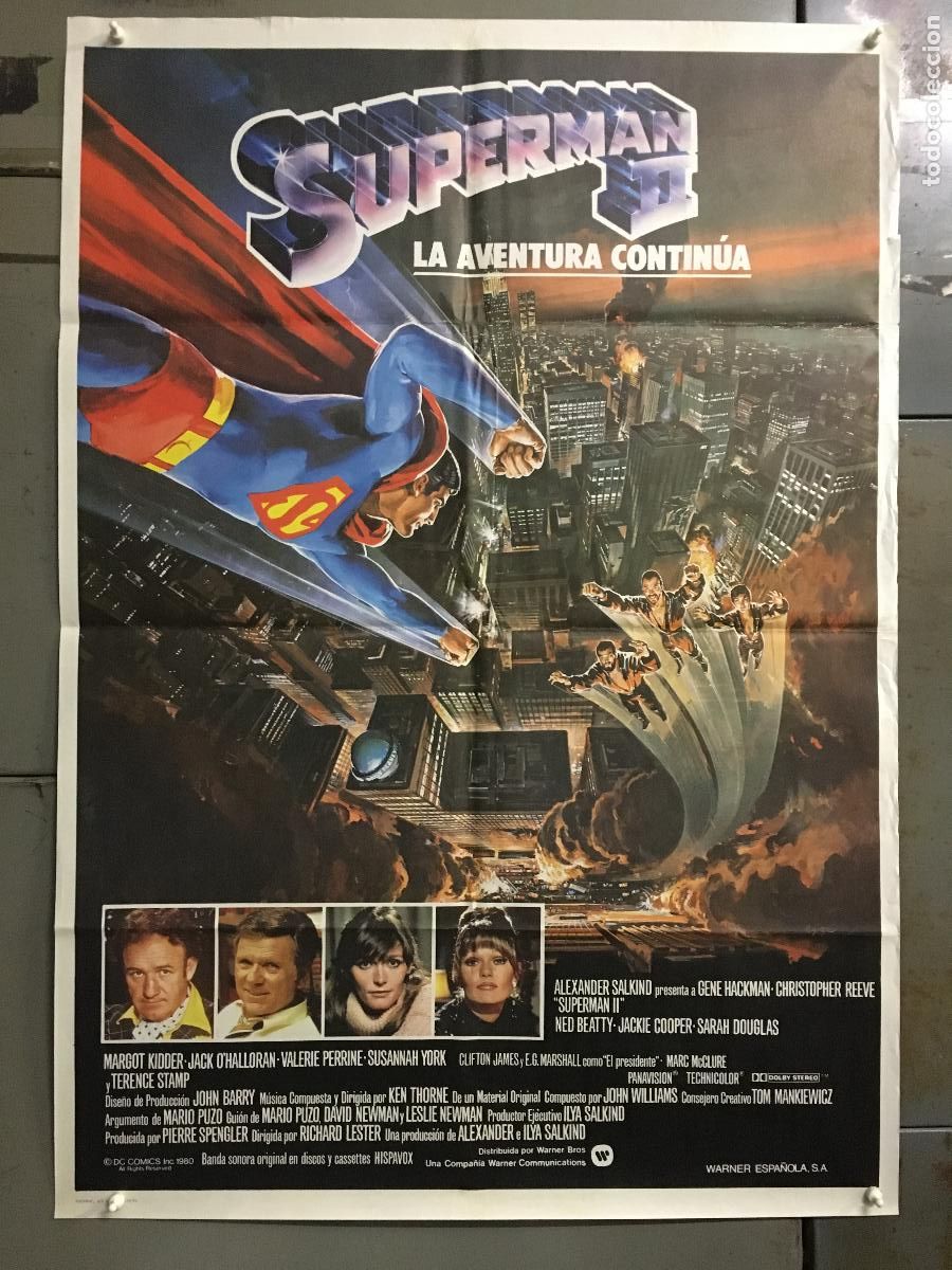 Cine: AEV41 SUPERMAN 2 CHRISTOPHER REEVE POSTER ORIGINAL 70X100 ESTRENO