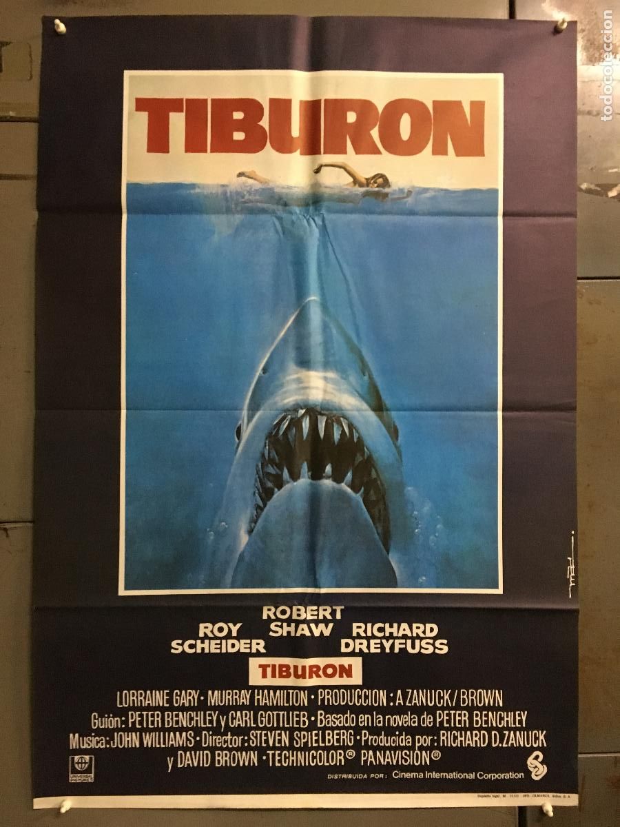 Cine: AEV44 TIBURON STEVEN SPIELBERG MAC POSTER ORIGINAL 70X100 ESTRENO