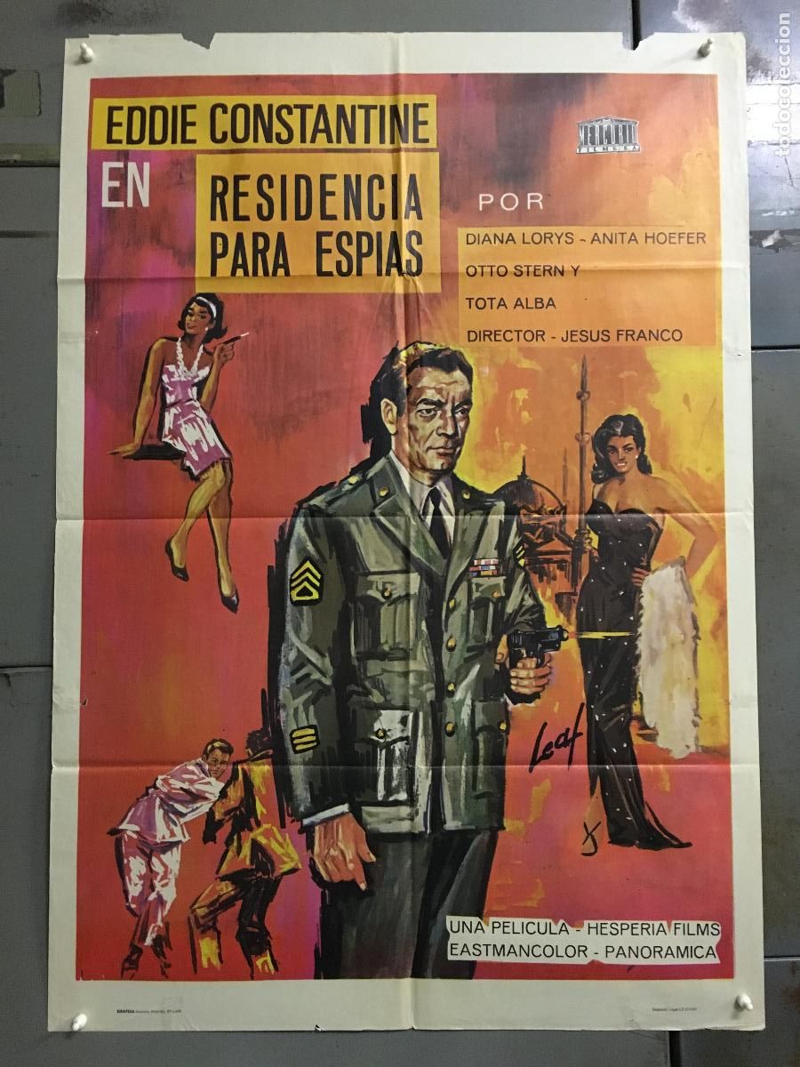 Cine: AEV90 RESIDENCIA PARA ESPIAS JESUS JESS FRANCO EDDIE CONSTANTINE POSTER ORIGINAL 70X100 ESTRENO