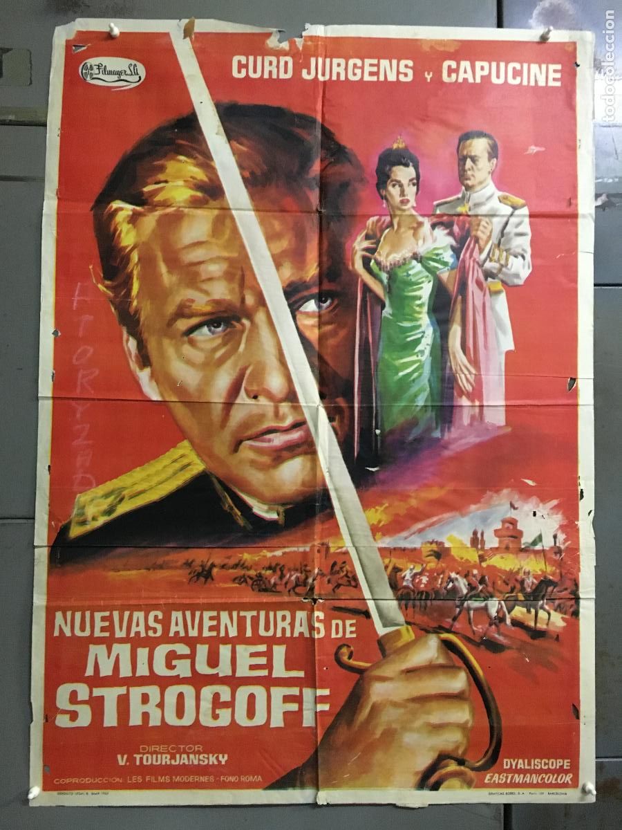Cine: AEV91 NUEVAS AVENTURAS DE MIGUEL STROGOFF JULIO VERNE CURD JURGENS POSTER ORIGINAL 70X100 ESTRENO