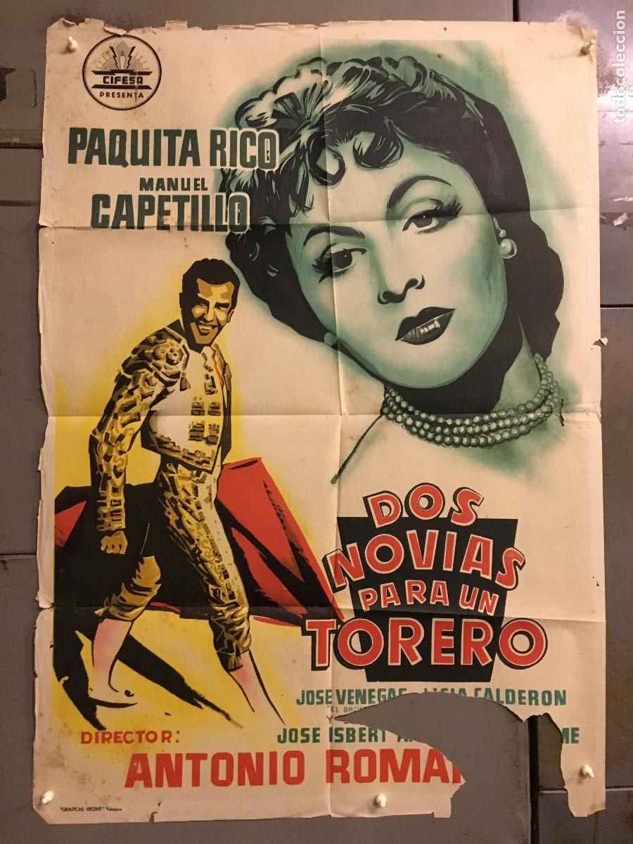 Cine: AEV97 DOS NOVIAS PARA UN TORERO PAQUITA RICO TOROS POSTER ORIGINAL ESTRENO 70X100 LITOGRAFIA