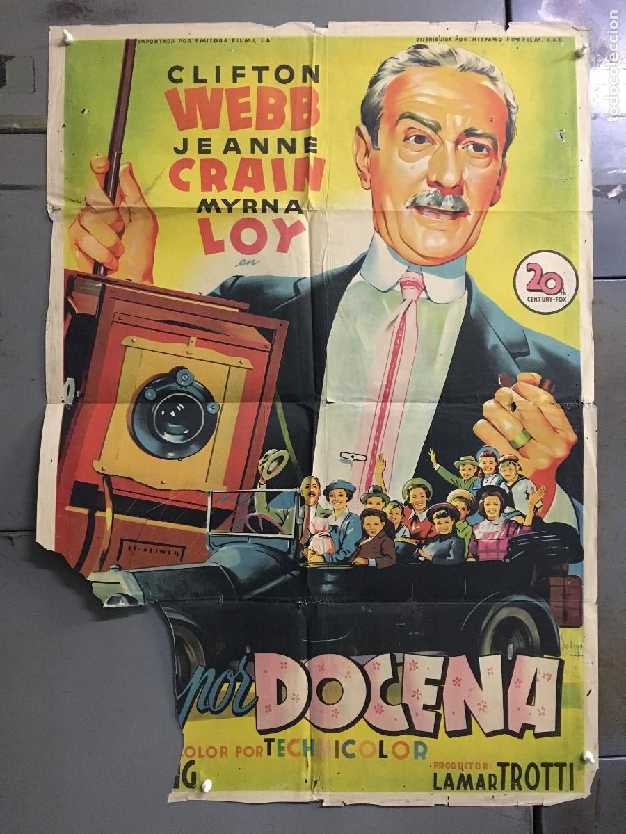 Cine: AEW07 TRECE POR DOCENA CLIFTON WEBB JEANNE CRAIN MYRNA LOY POSTER ORIGINAL 70X100 ESTRENO LITOGRAFIA