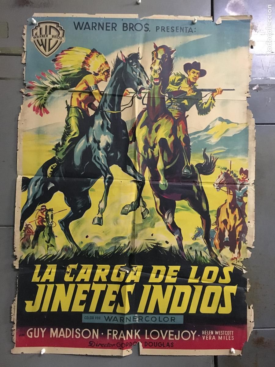 Cin&eacute;ma: AEW08 LA CARGA DE LOS JINETES INDIOS SOLIGO GUY MADISON MILES POSTER ORIG 70X100 ESTRENO LITOGRAFIA