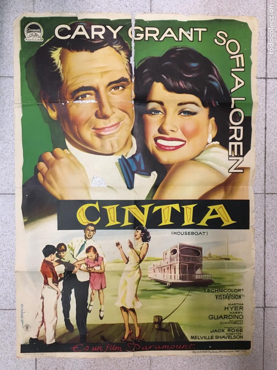 Cine: AEW16 CINTIA CARY GRANT SOFIA LOREN POSTER ORIGINAL 70X100 ESTRENO