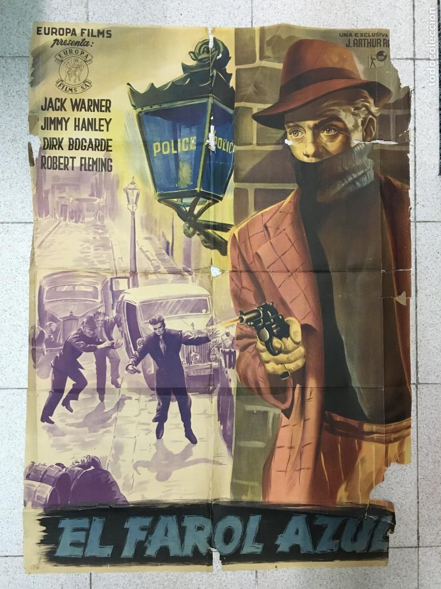 Cine: AEW20 EL FAROL AZUL JACK WARNER DIRK BOGARDE POSTER ORIGINAL 70X100 ESTRENO LITOGRAFIA