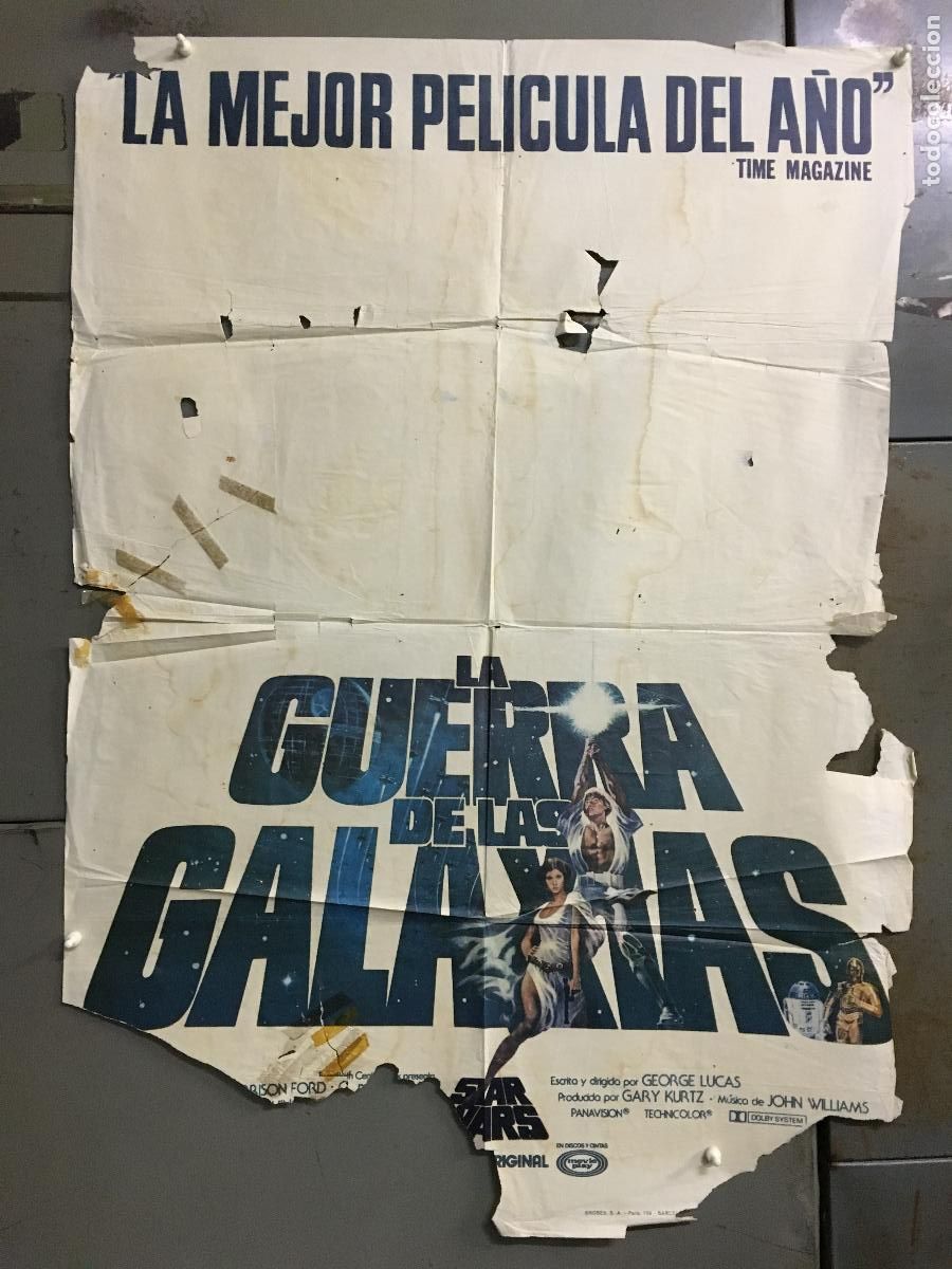 Cine: AEW23 LA GUERRA DE LAS GALAXIAS STAR WARS GEORGE LUCAS POSTER ORIGINAL AVANCE 70X100 ESTRENO