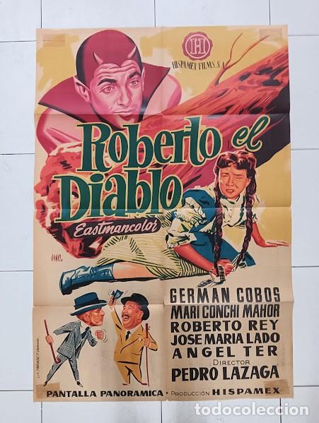 Cine: VKD 1908 ROBERTO EL DIABLO GERMAN COBOS MARIA MAHOR PEDRO LAZAGA JANO POSTER ORG 70X100 ESTRENO LITO