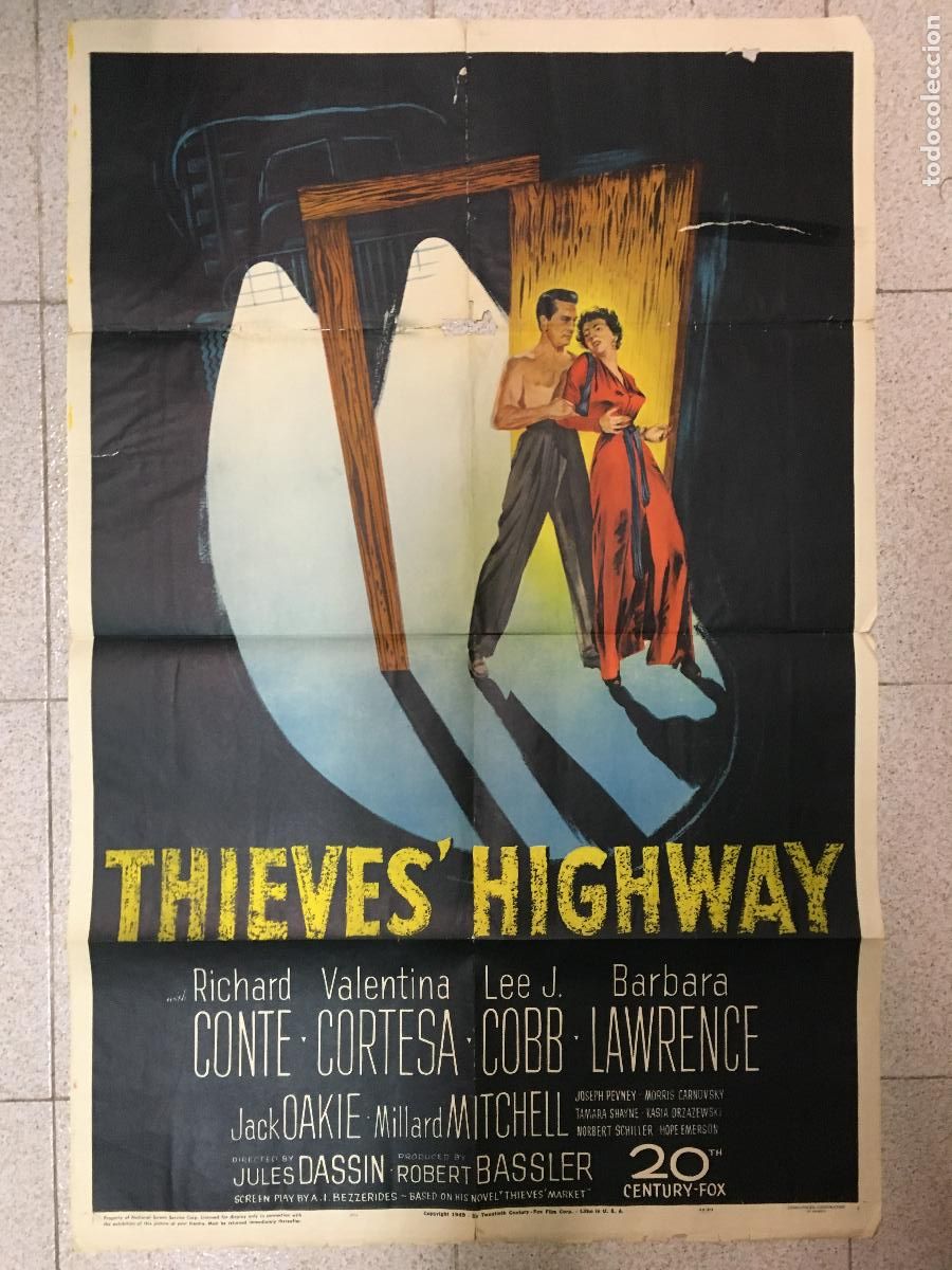 Cine: AEW42 MERCADO DE LADRONES RICHARD CONTE VALENTINA CORTESE POSTER ORIGINAL USA 70X105