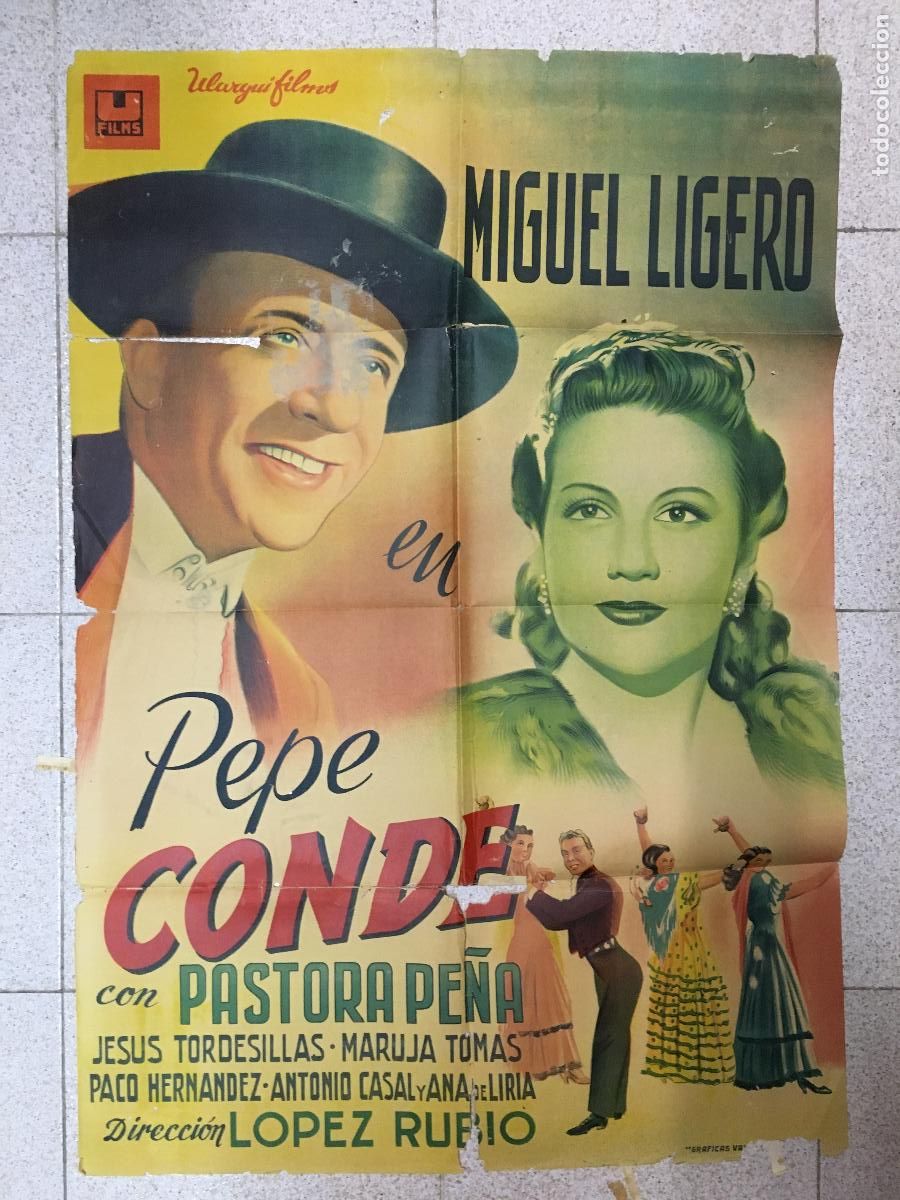 Cine: AEW44 PEPE CONDE MIGUEL LIGERO POSTER ORIGINAL ESTRENO 70X100 LITOGRAFIA