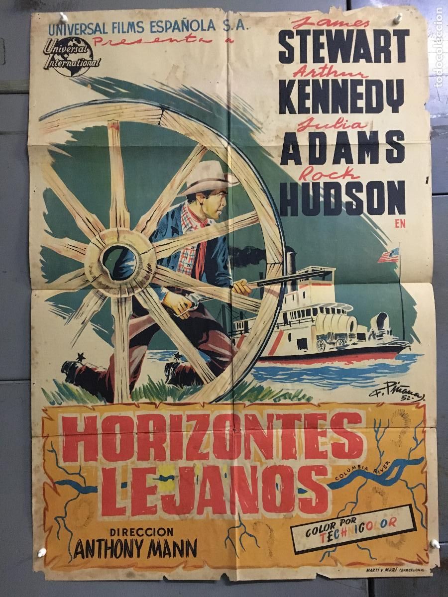 Cine: AEW47 HORIZONTES LEJANOS JAMES STEWART ROCK HUDSON POSTER ORIGINAL 70X100 ESTRENO LITOGRAFIA