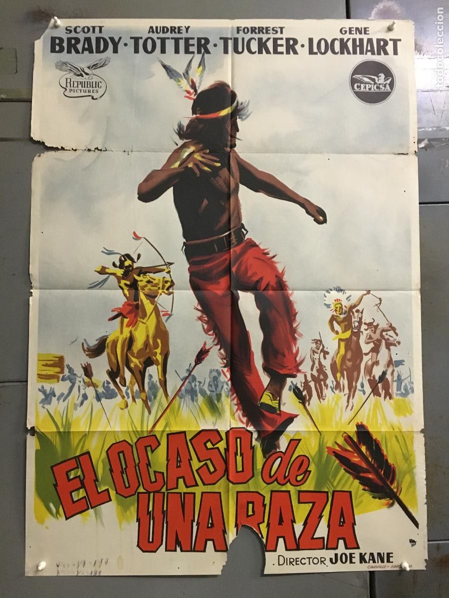 Cine: AEW51 EL OCASO DE UNA RAZA SCOTT BRADY INDIOS POSTER ORIGINAL ESTRENO 70X100 LITOGRAFIA
