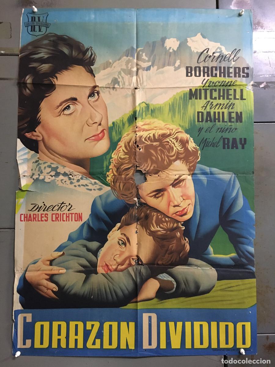Cine: AEW54 CORAZON DIVIDIDO CORNELL BORCHERS YVONNE MITCHELL MONTA&Ntilde;A POSTER ORIG 70X100 ESTRENO LITOGR