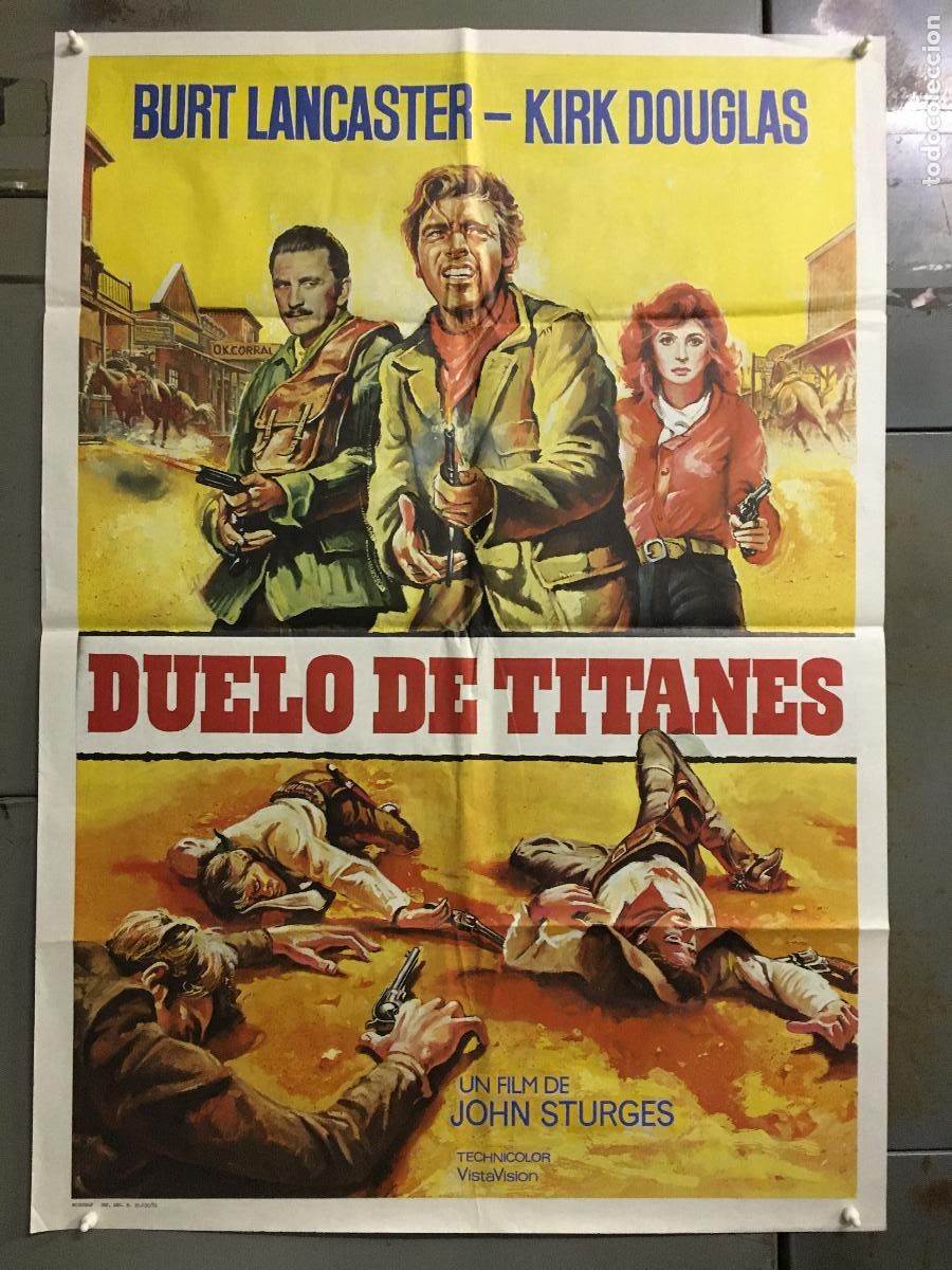 Cine: AEW61 DUELO DE TITANES BURT LANCASTER KIRK DOUGLAS POSTER ORIGINAL 70X100 ESPA&Ntilde;OL R-83
